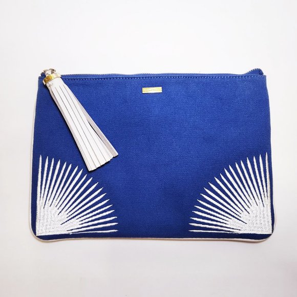 Melissa Odabash Handbags - Melissa Odabash Cobalt Embroidered Clutch Zipper Pouch